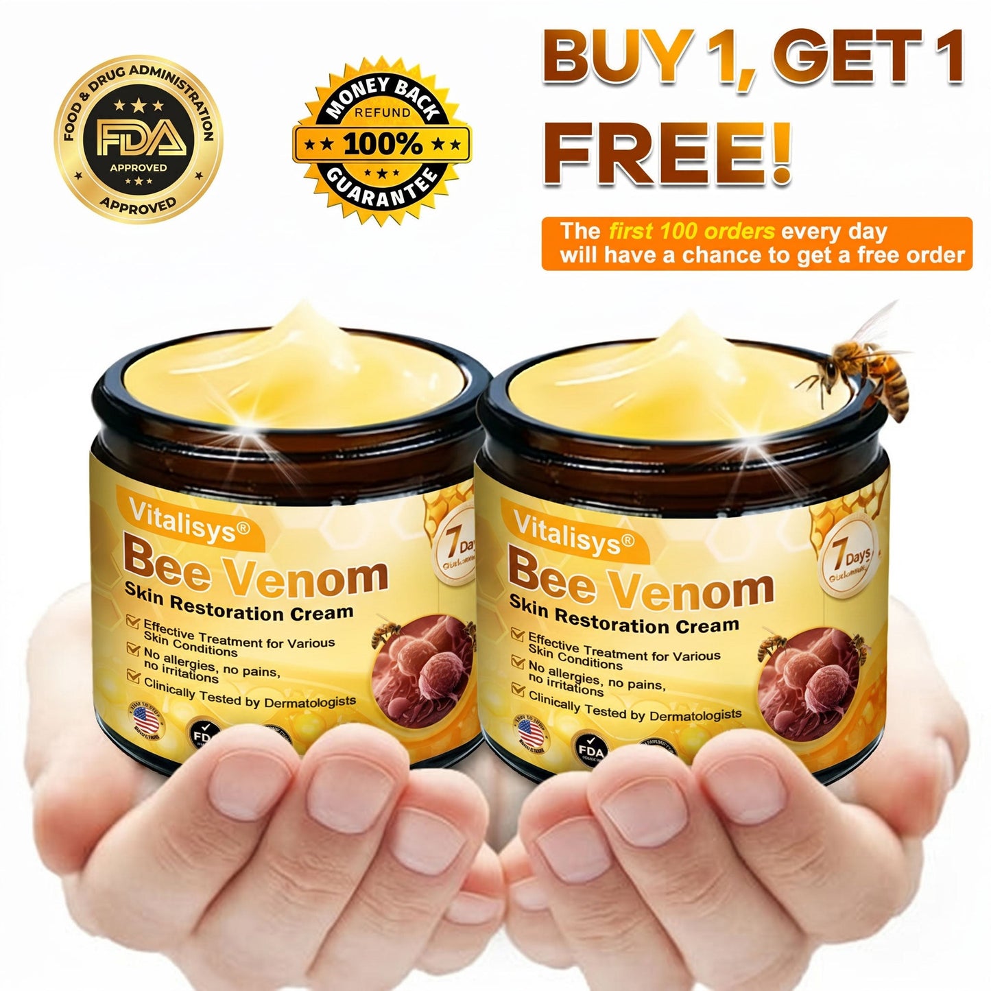 🔥 LAST DAY 80% OFF🔥 Aeehfeng® Bee Venom Skin Restoration Cream 🔥🔥