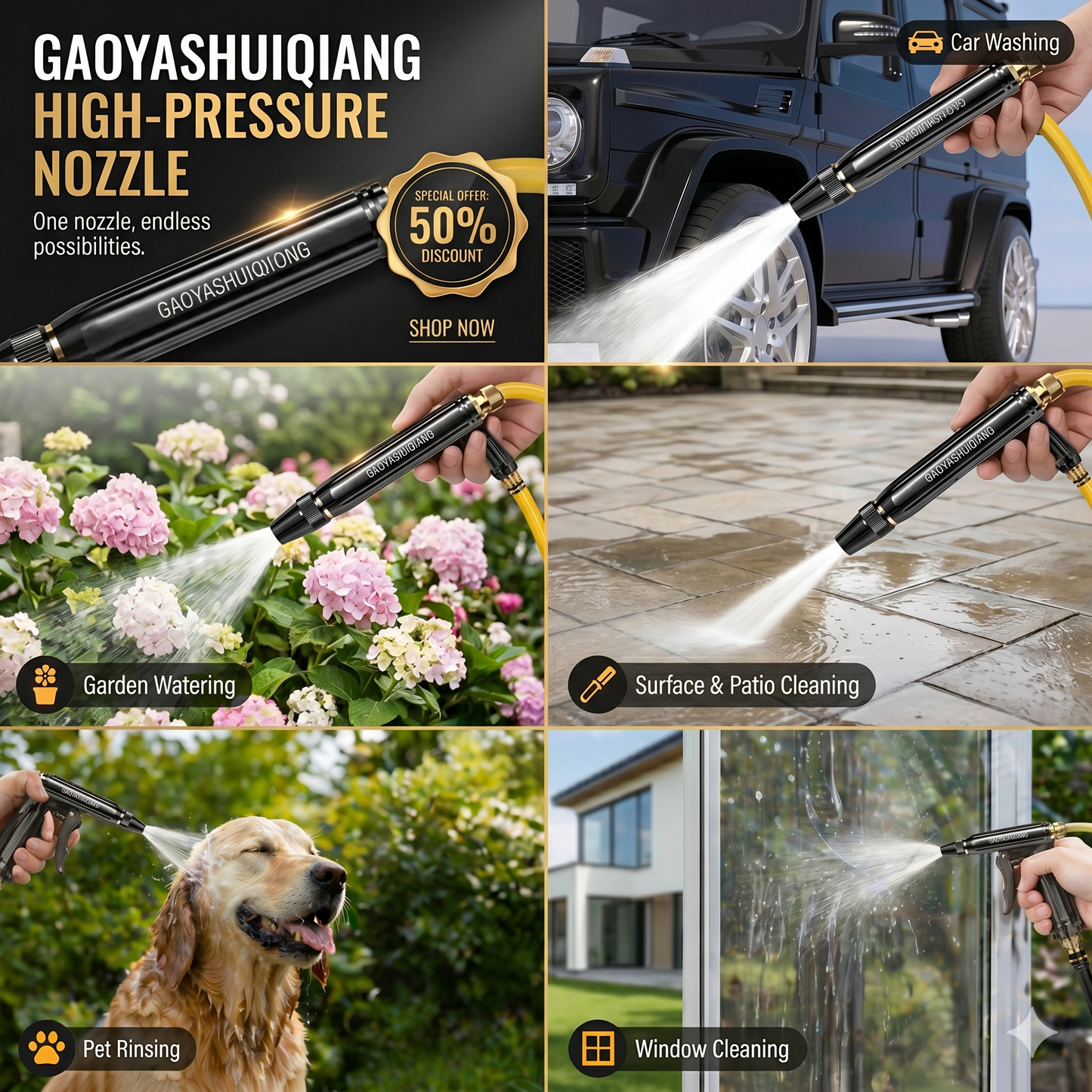 🚗LAST DAY 50% OFF ✨Larnto®Powerful High-Pressure Home Car Wash & Garden Sprayer